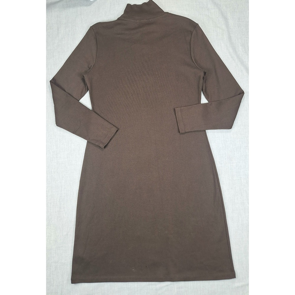 Lauren Ralph Lauren Brown Quilted Shoulder Equestrian Knit Dress L Womens - Picture 2 of 7
